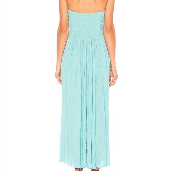 Mara Hoffman Swim Annika Searsucker Halter Tie Cutout Blue Smocked S Dress - Picture 6 of 16